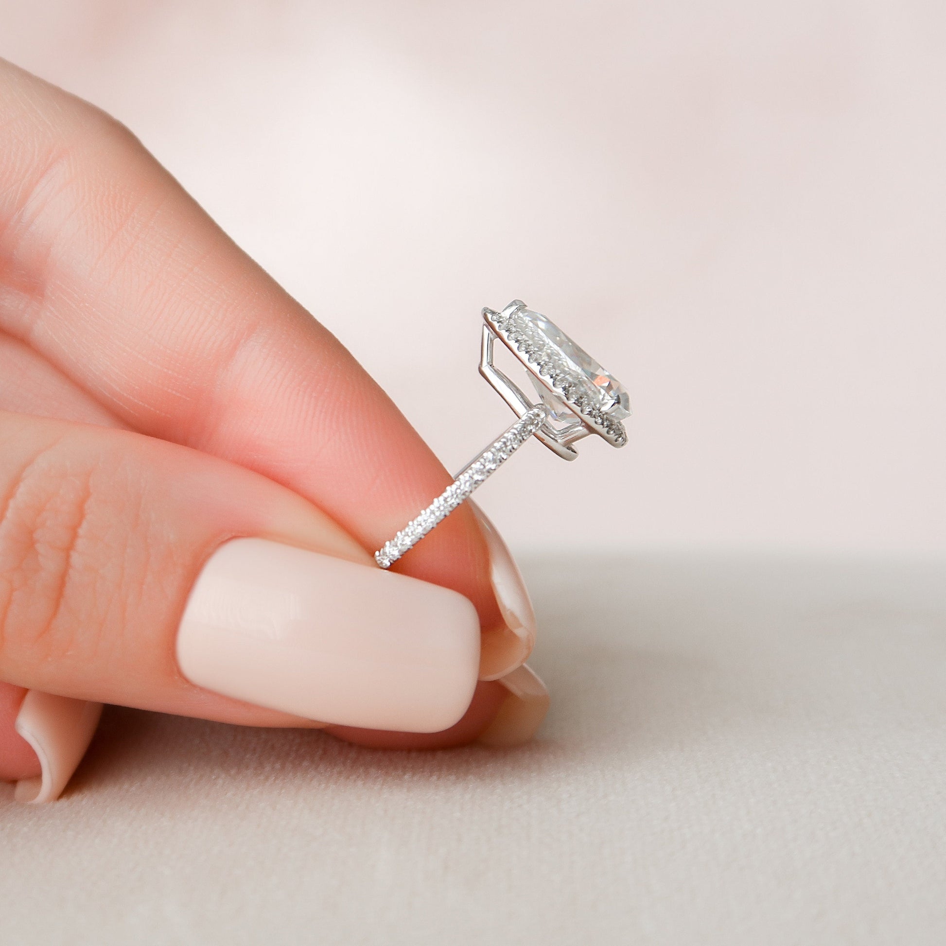 2.5 CT Pear Halo & Pave Moissanite Engagement Ring