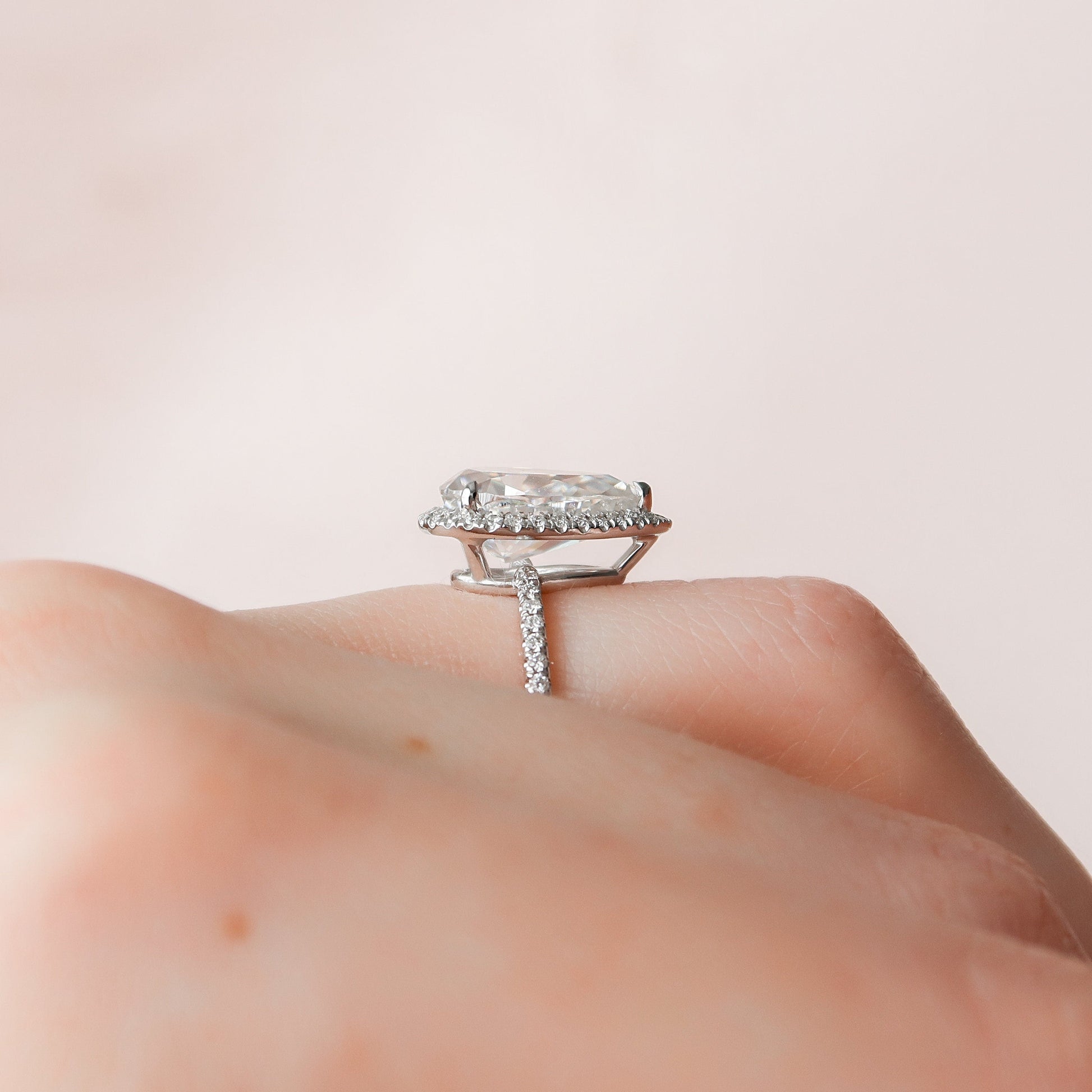 2.5 CT Pear Halo & Pave Moissanite Engagement Ring