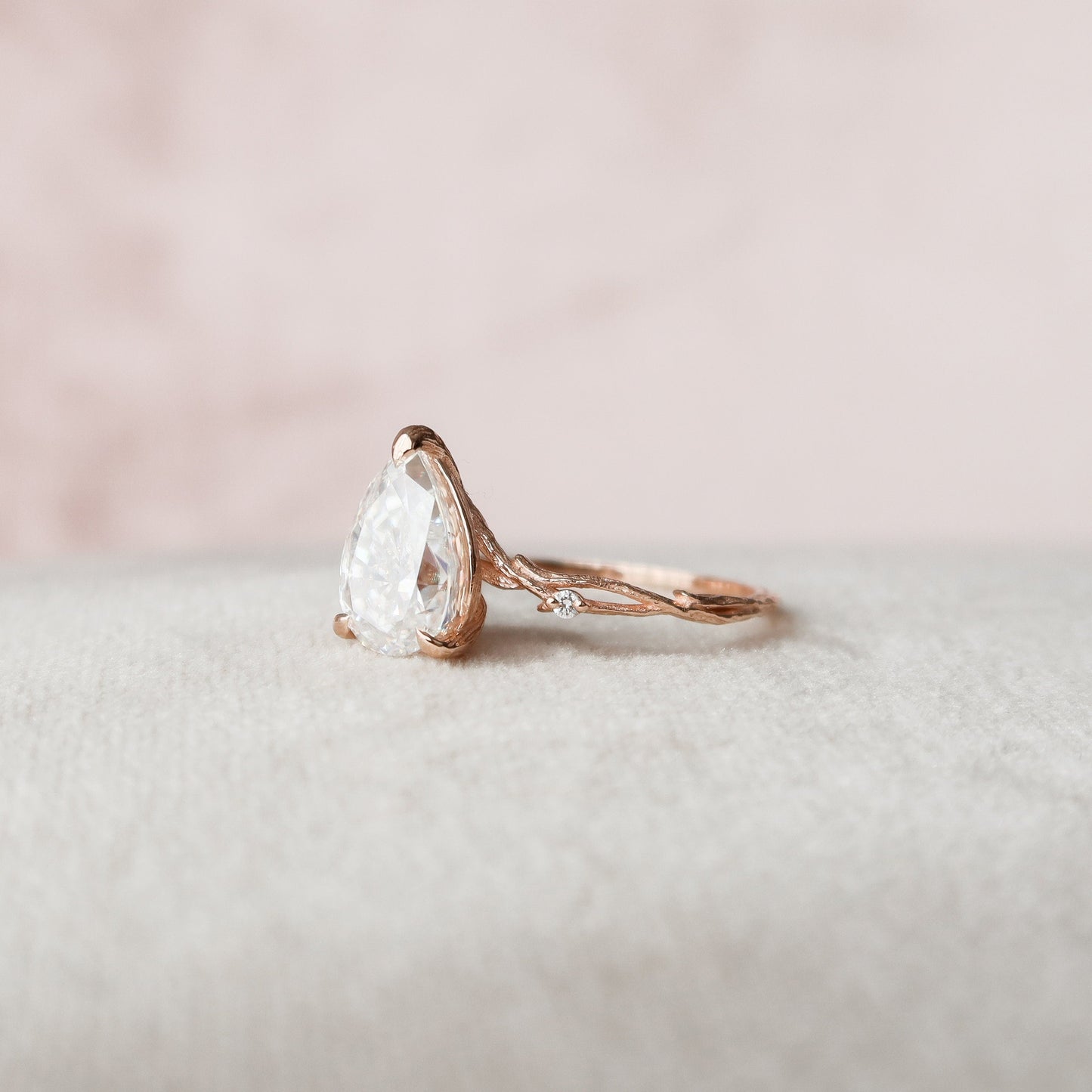 2 CT Pear Twig Pave Moissanite Engagement Ring