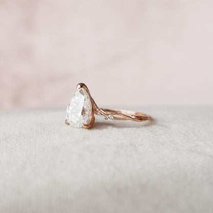 2 CT Pear Twig Pave Moissanite Engagement Ring