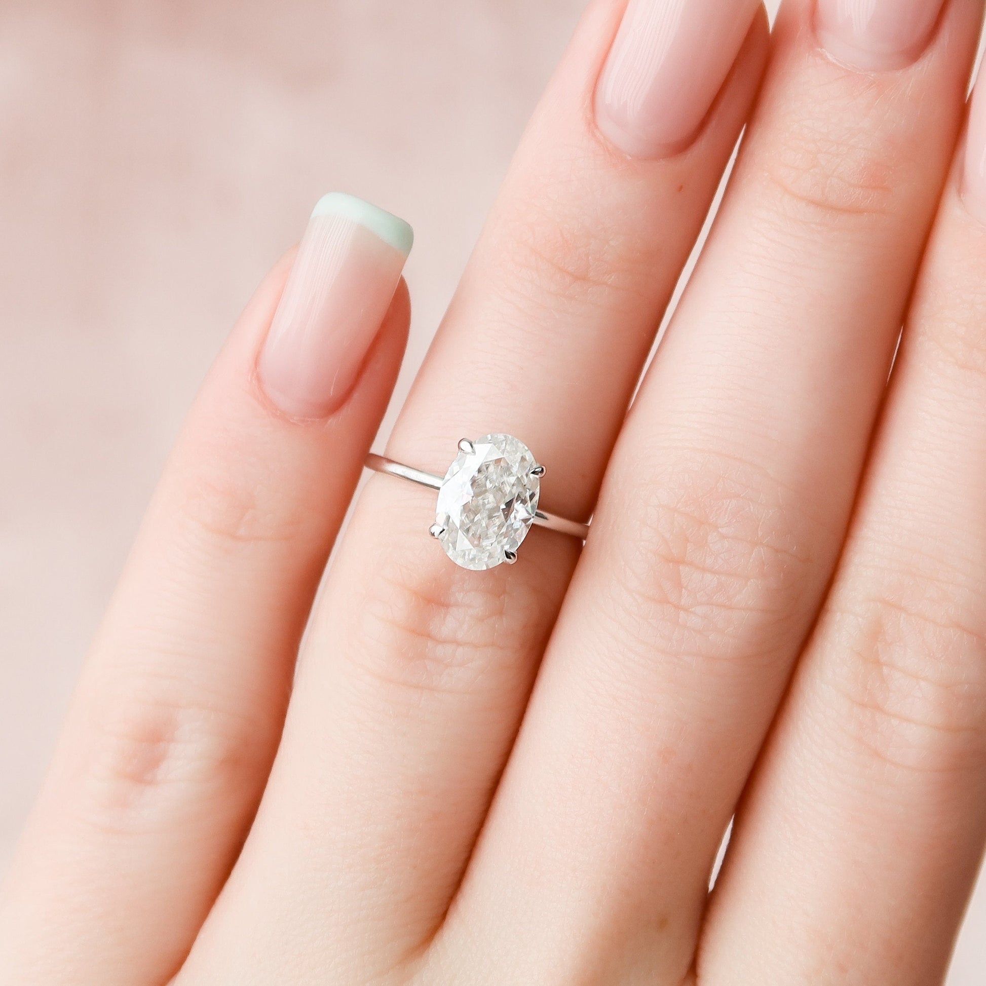 2 CT Oval Hidden Halo Moissanite Engagement Ring