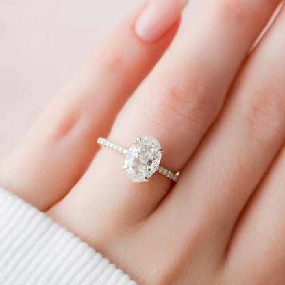 2.5 CT Oval Hidden Halo & Pave Moissanite Engagement Ring