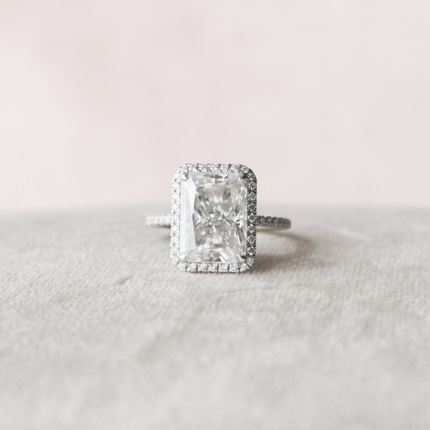 5 CT Radiant Halo & Pave Moissanite Engagement Ring
