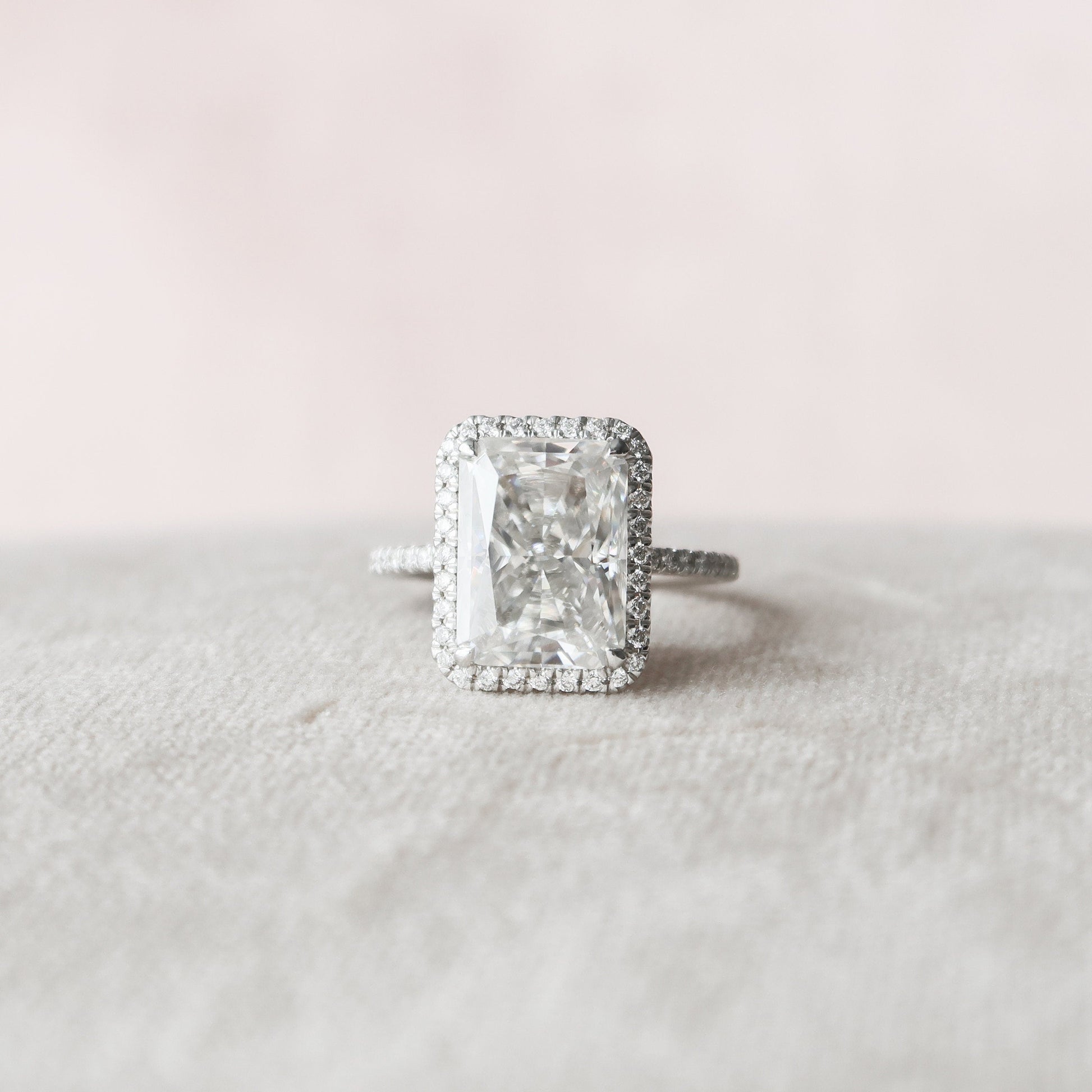 5 CT Radiant Halo & Pave Moissanite Engagement Ring