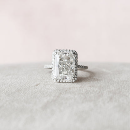 5 CT Radiant Halo & Pave Moissanite Engagement Ring