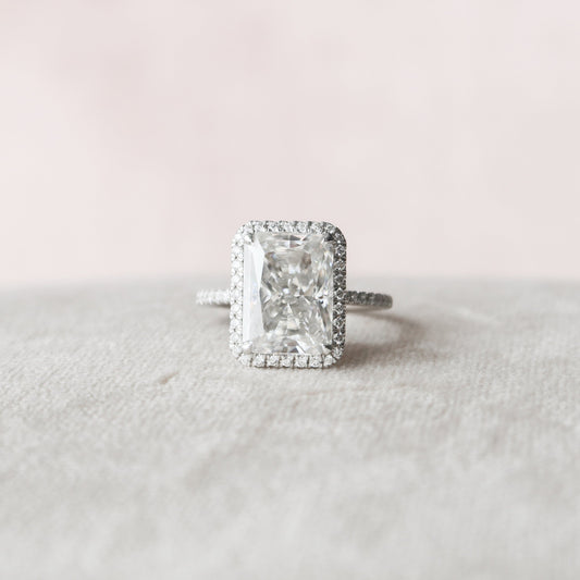 5 CT Radiant Halo & Pave Moissanite Engagement Ring