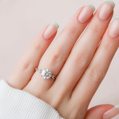2 CT Round Twig Pave Moissanite Engagement Ring