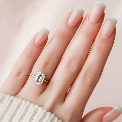 3 CT Emerald Hidden Halo & Pave Moissanite Engagement Ring