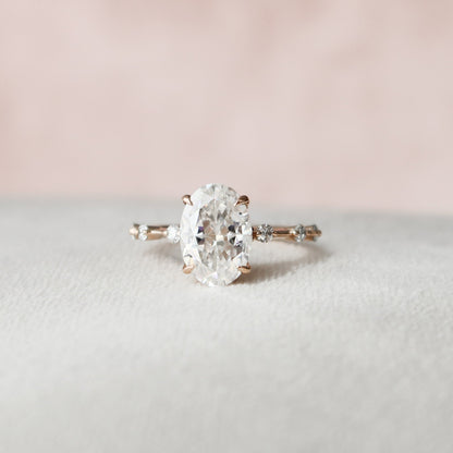 2 CT Oval Dainty Pave Moissanite Engagement Ring