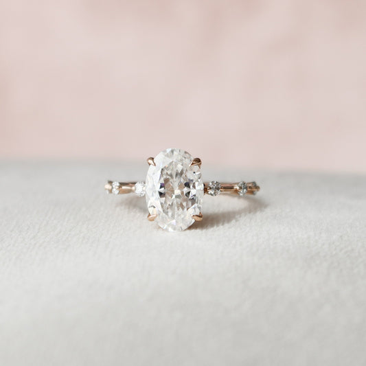 2 CT Oval Dainty Pave Moissanite Engagement Ring