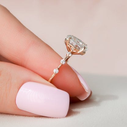 2 CT Oval Dainty Pave Moissanite Engagement Ring