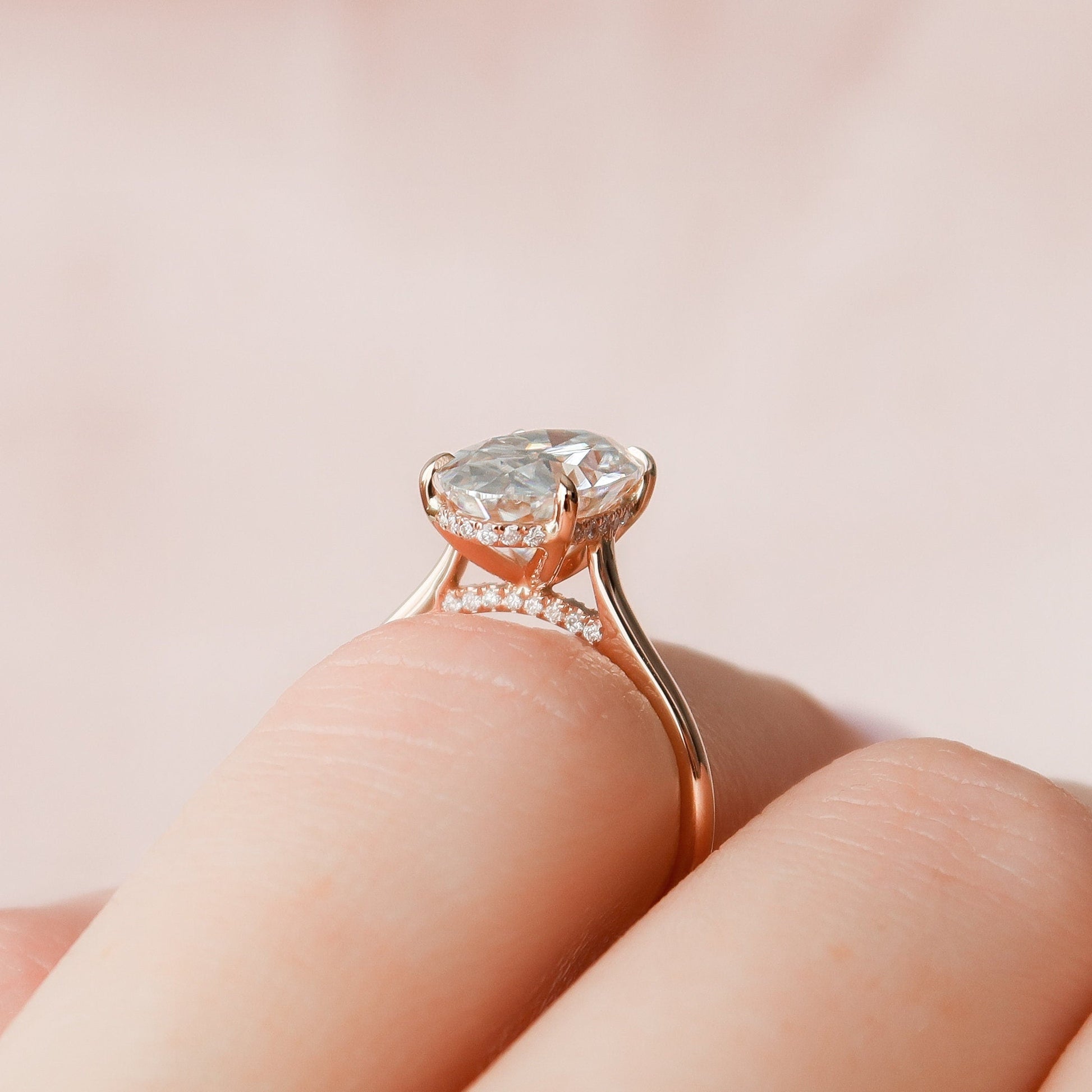 3.5 CT Oval Hidden Halo & Pave Moissanite Engagement Ring