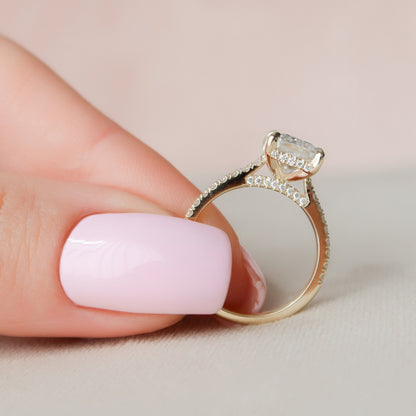 2.5 Radiant Hidden Halo & Pave Moissanite Engagement Ring