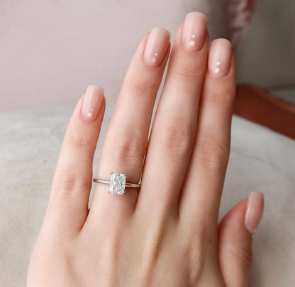 2 CT Radiant Hidden Halo & Pave Moissanite Engagement Ring
