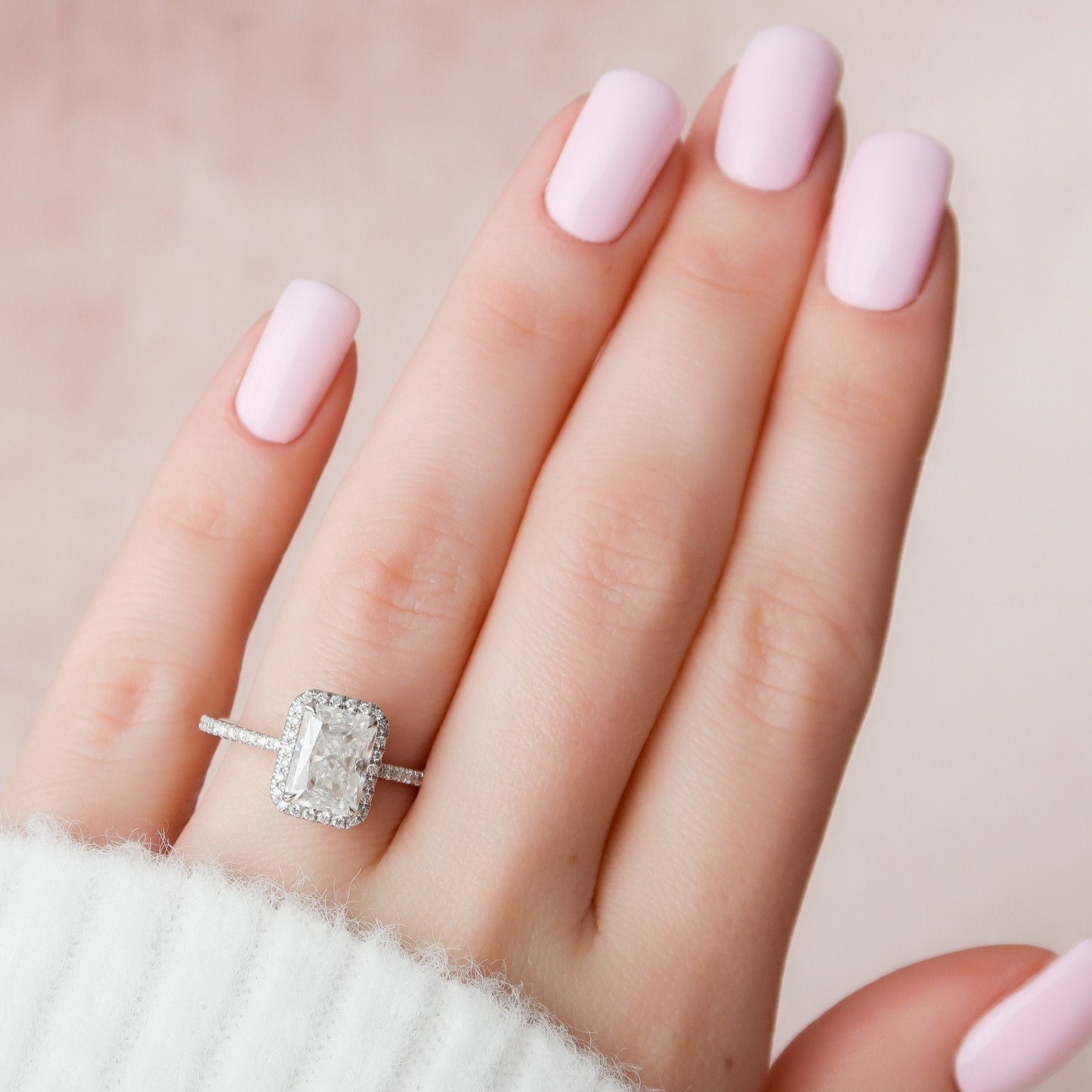 5 CT Radiant Halo & Pave Moissanite Engagement Ring