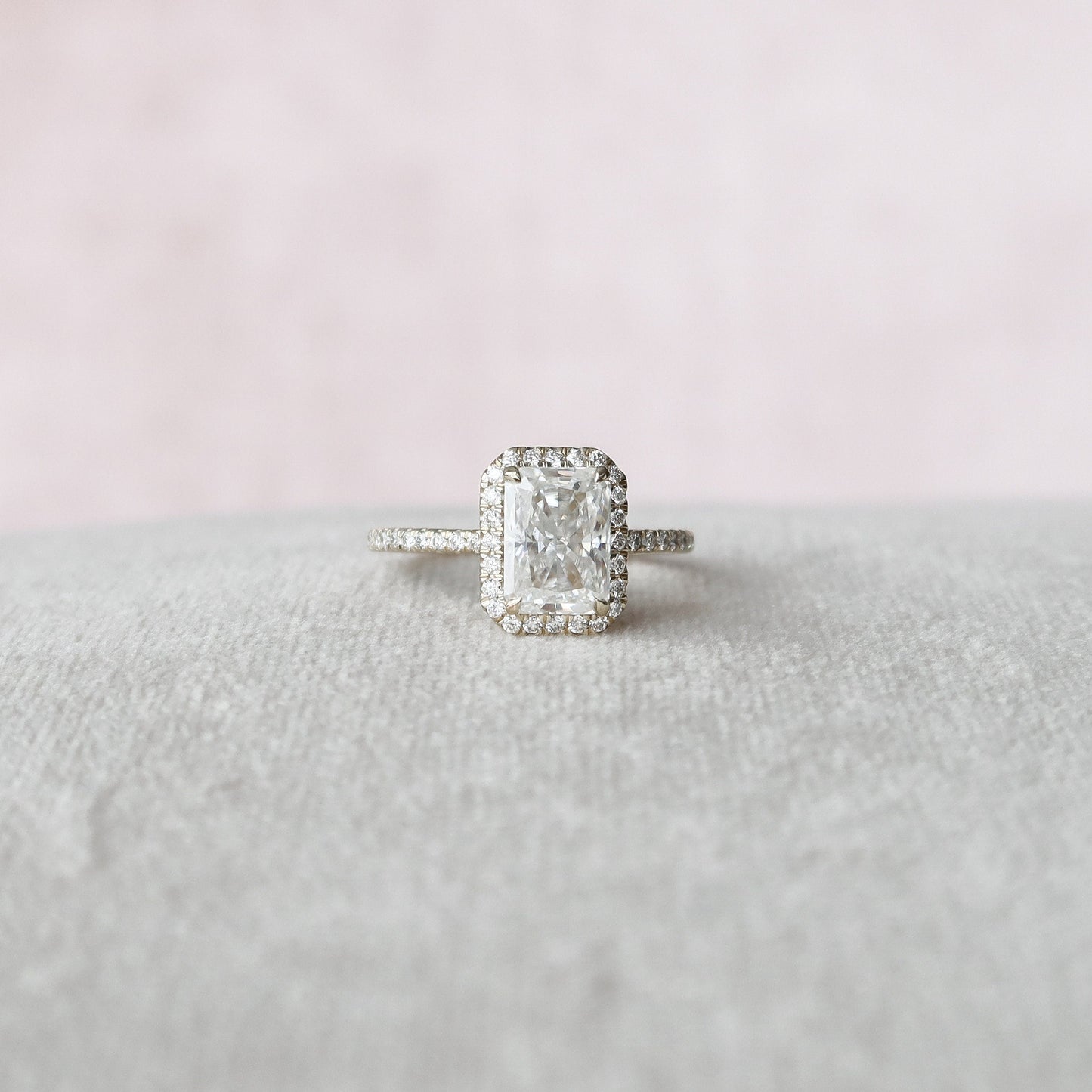 2 CT Radiant Halo & Pave Moissanite Engagement Ring