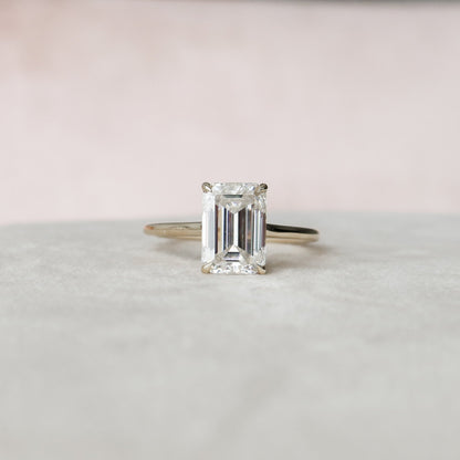 4 CT Emerald Hidden Halo Moissanite Engagement Ring