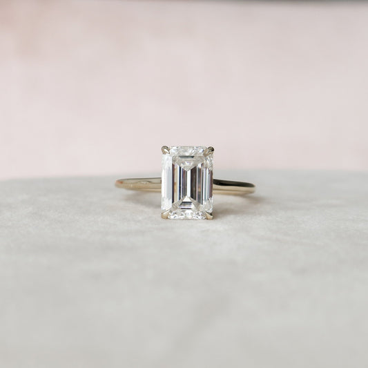 4 CT Emerald Hidden Halo Moissanite Engagement Ring