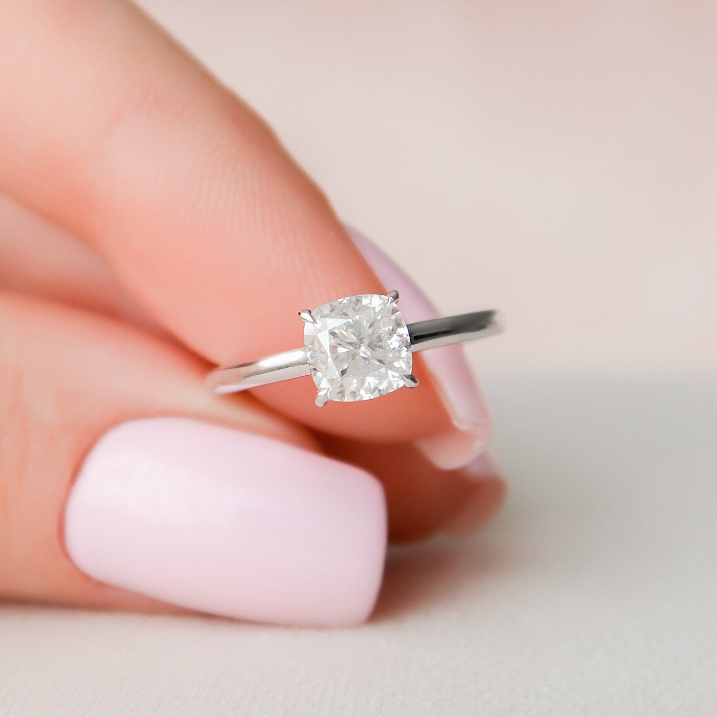 1 CT Cushion Hidden Halo & Pave Moissanite Engagement Ring