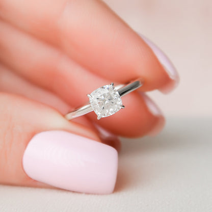 1 CT Cushion Hidden Halo & Pave Moissanite Engagement Ring
