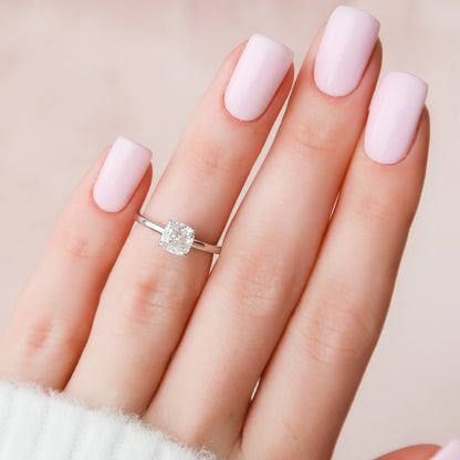 1 CT Cushion Hidden Halo & Pave Moissanite Engagement Ring