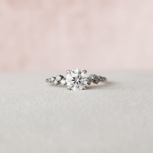 1 CT Round Hidden Halo & Pave Moissanite Engagement Ring