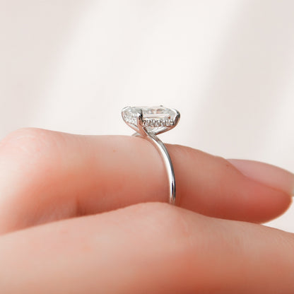 2 CT Radiant Hidden Halo Moissanite Engagement Ring