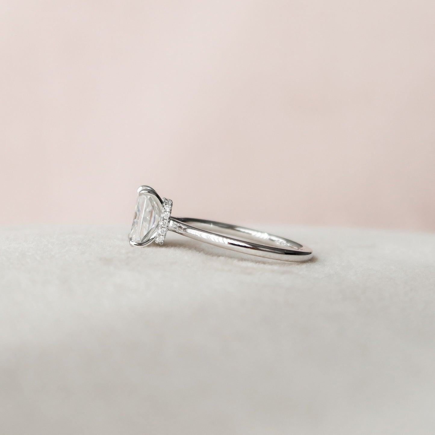 1.5 Radiant Hidden Halo Moissanite Engagement Ring