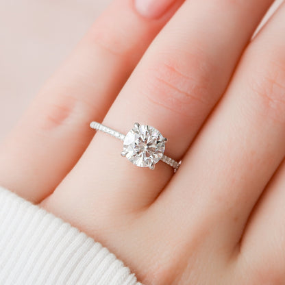 2 CT Round Hidden Halo & Pave Moissanite Engagement Ring