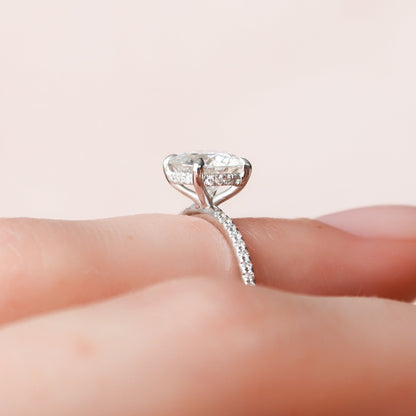 2 CT Round Hidden Halo & Pave Moissanite Engagement Ring