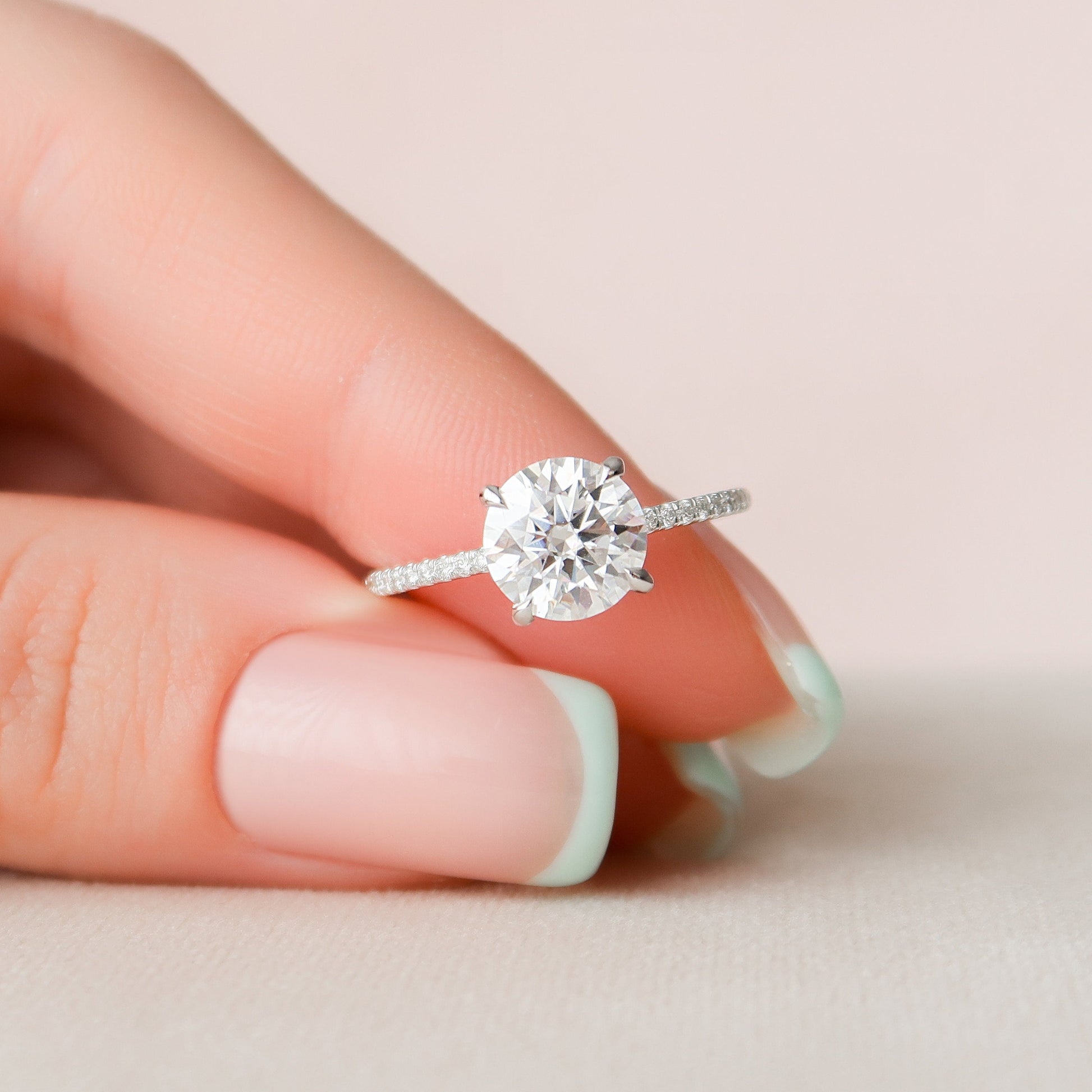 2 CT Round Hidden Halo & Pave Moissanite Engagement Ring