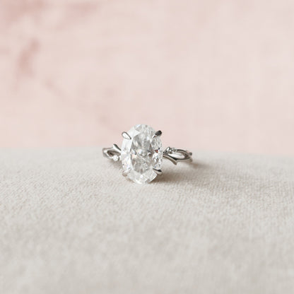 5 CT Oval Twig Pave Moissanite Engagement Ring
