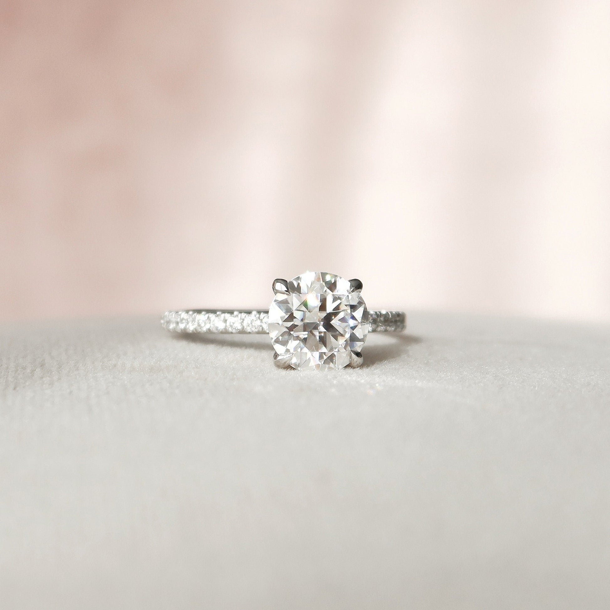 2 CT Round Hidden Halo & Pave Moissanite Engagement Ring