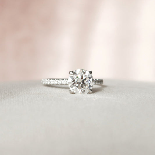 2 CT Round Hidden Halo & Pave Moissanite Engagement Ring