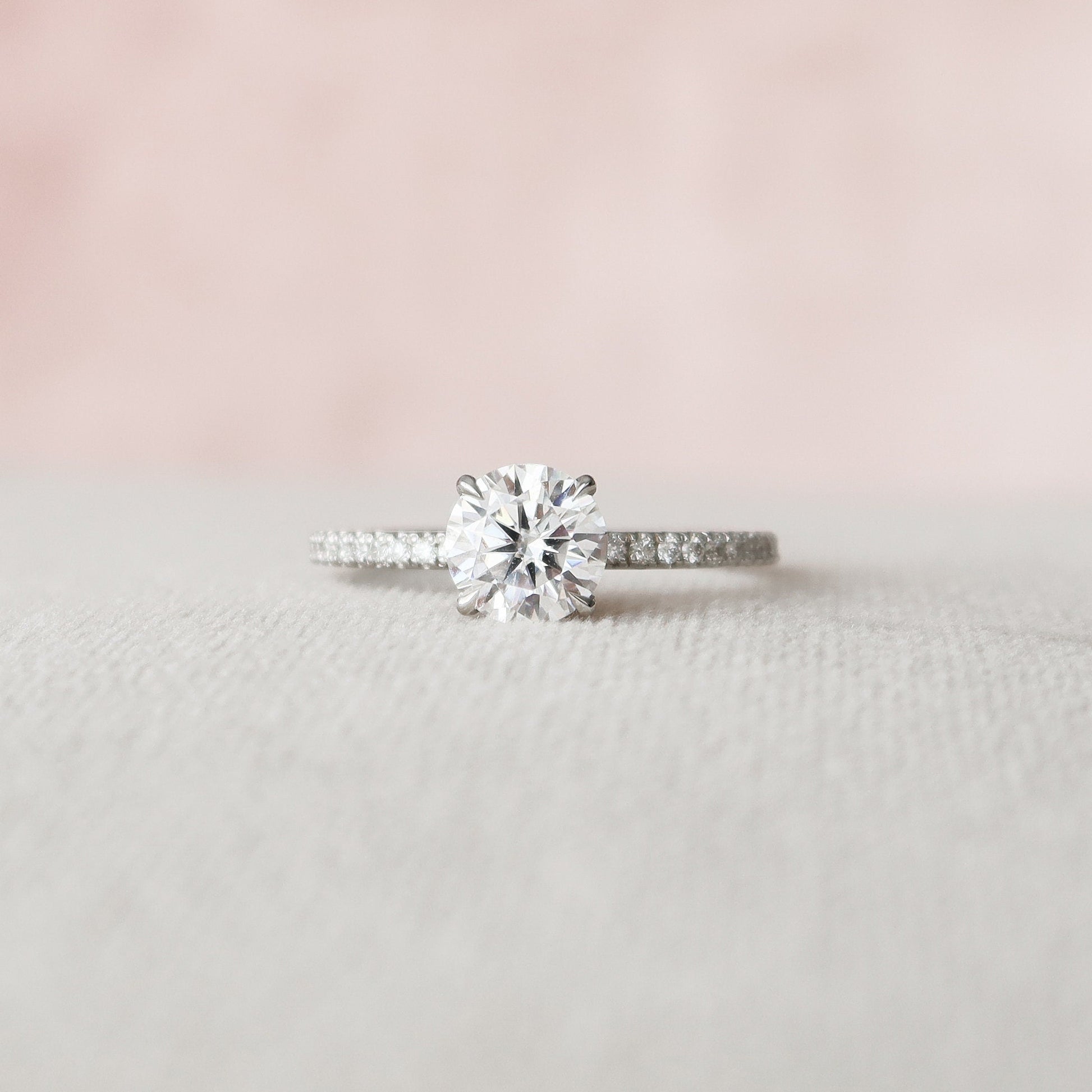 1 CT Round Hidden Halo & Pave Moissanite Engagement Ring