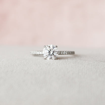 1 CT Round Hidden Halo & Pave Moissanite Engagement Ring
