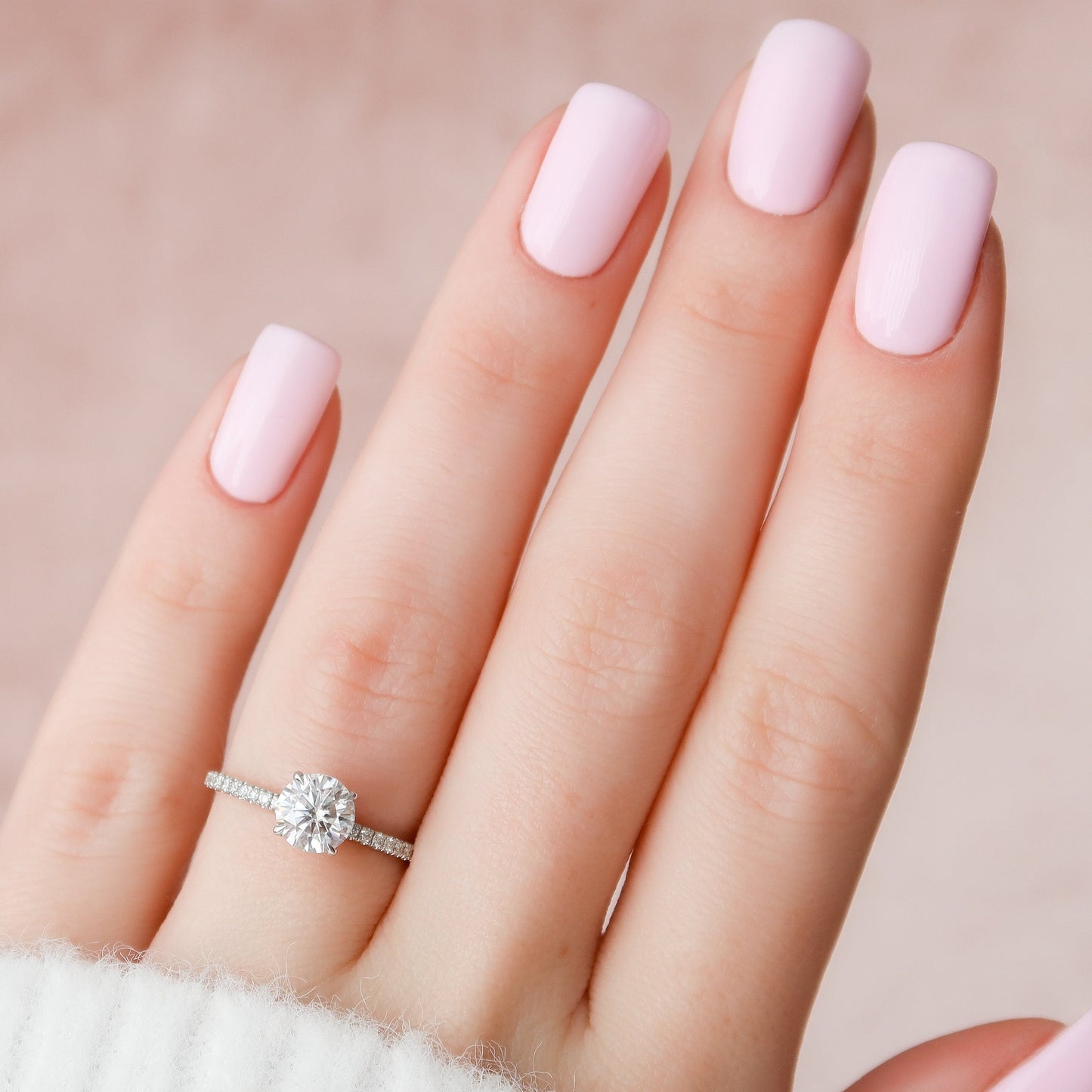 1 CT Round Hidden Halo & Pave Moissanite Engagement Ring