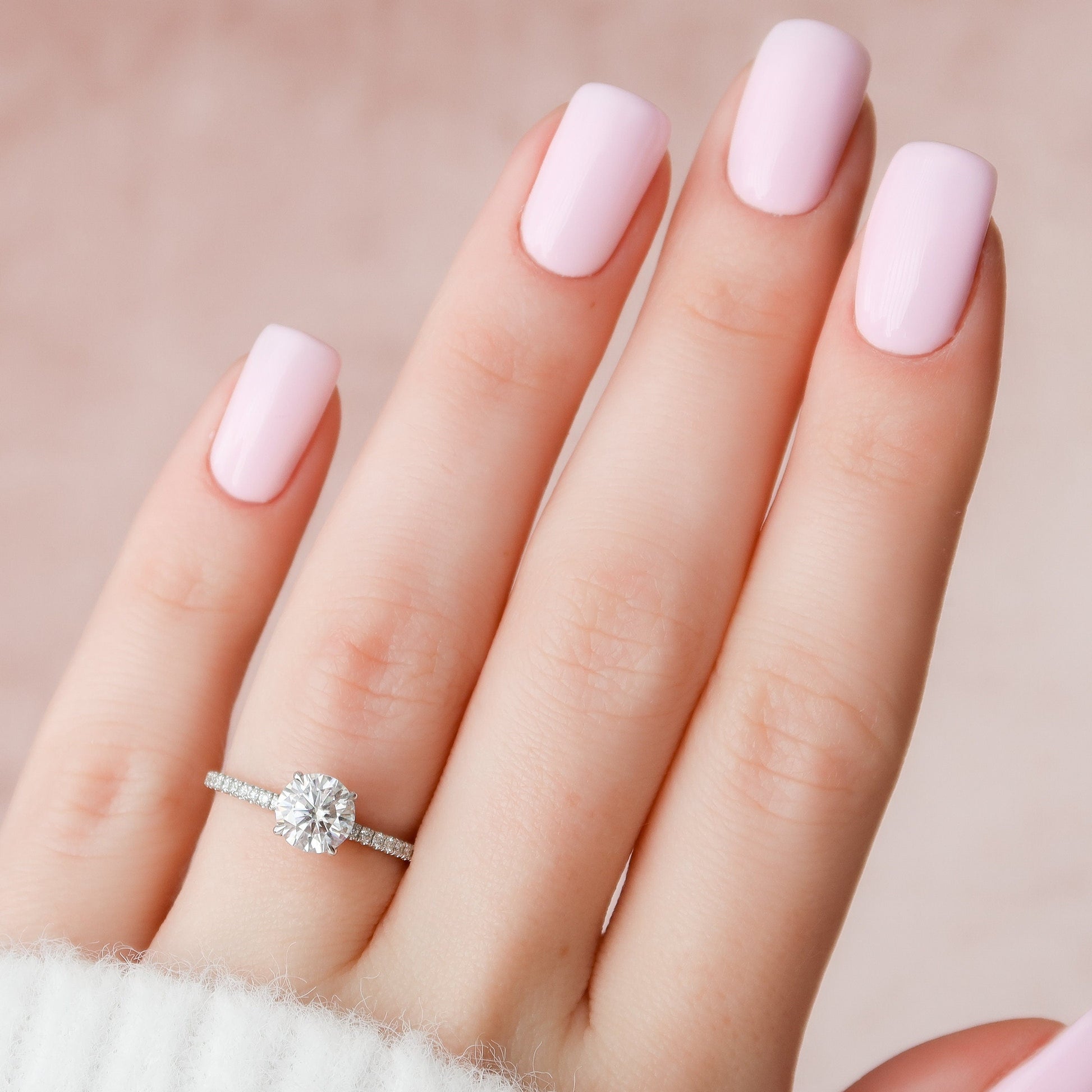 1 CT Round Hidden Halo & Pave Moissanite Engagement Ring