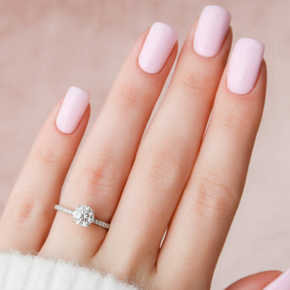1 CT Round Hidden Halo & Pave Moissanite Engagement Ring
