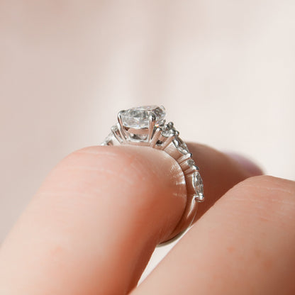 1.5 CT Pear Cluster Moissanite Engagement Ring