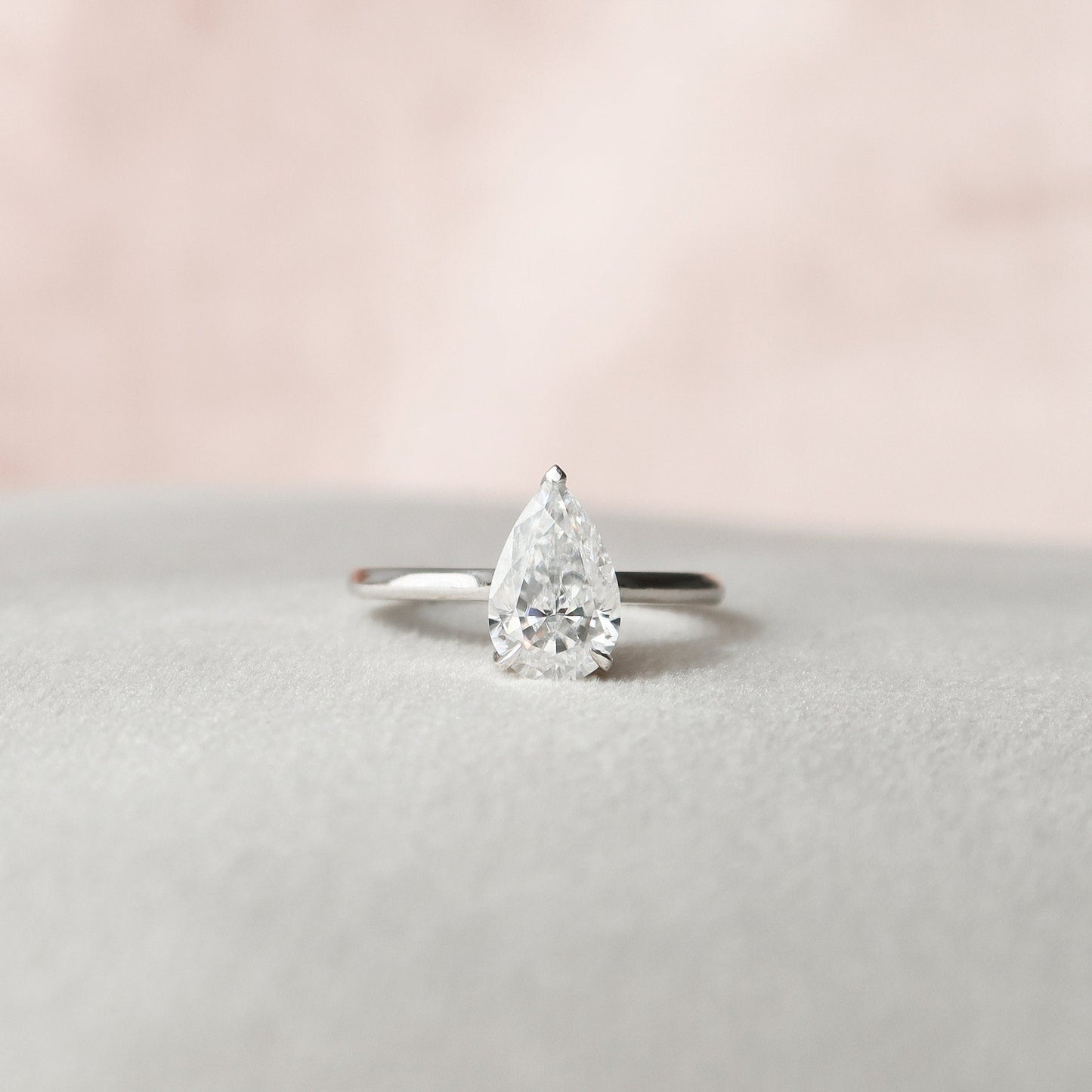1.5 CT Pear Hidden Halo & Pave Moissanite Engagement Ring