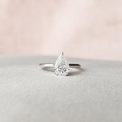 1.5 CT Pear Hidden Halo & Pave Moissanite Engagement Ring