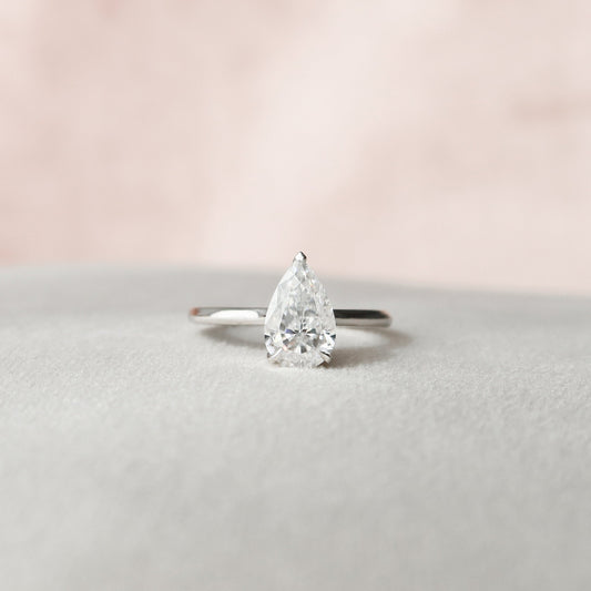 1.5 CT Pear Hidden Halo & Pave Moissanite Engagement Ring