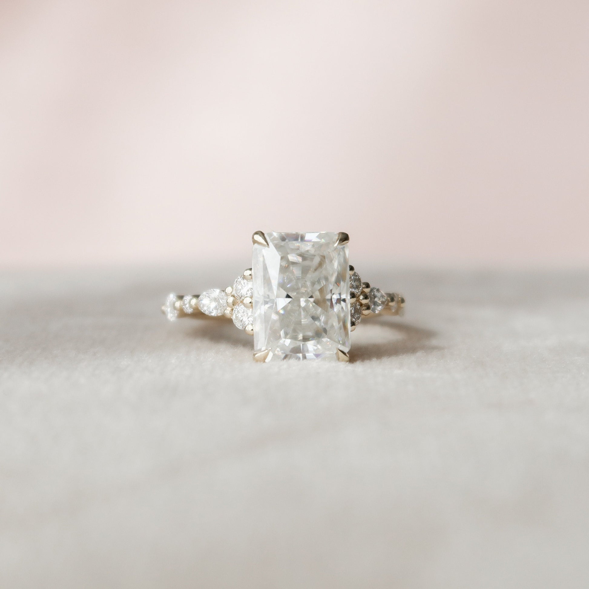 3.5 CT Radiant Cluster Moissanite Engagement Ring