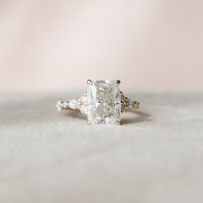 3.5 CT Radiant Cluster Moissanite Engagement Ring