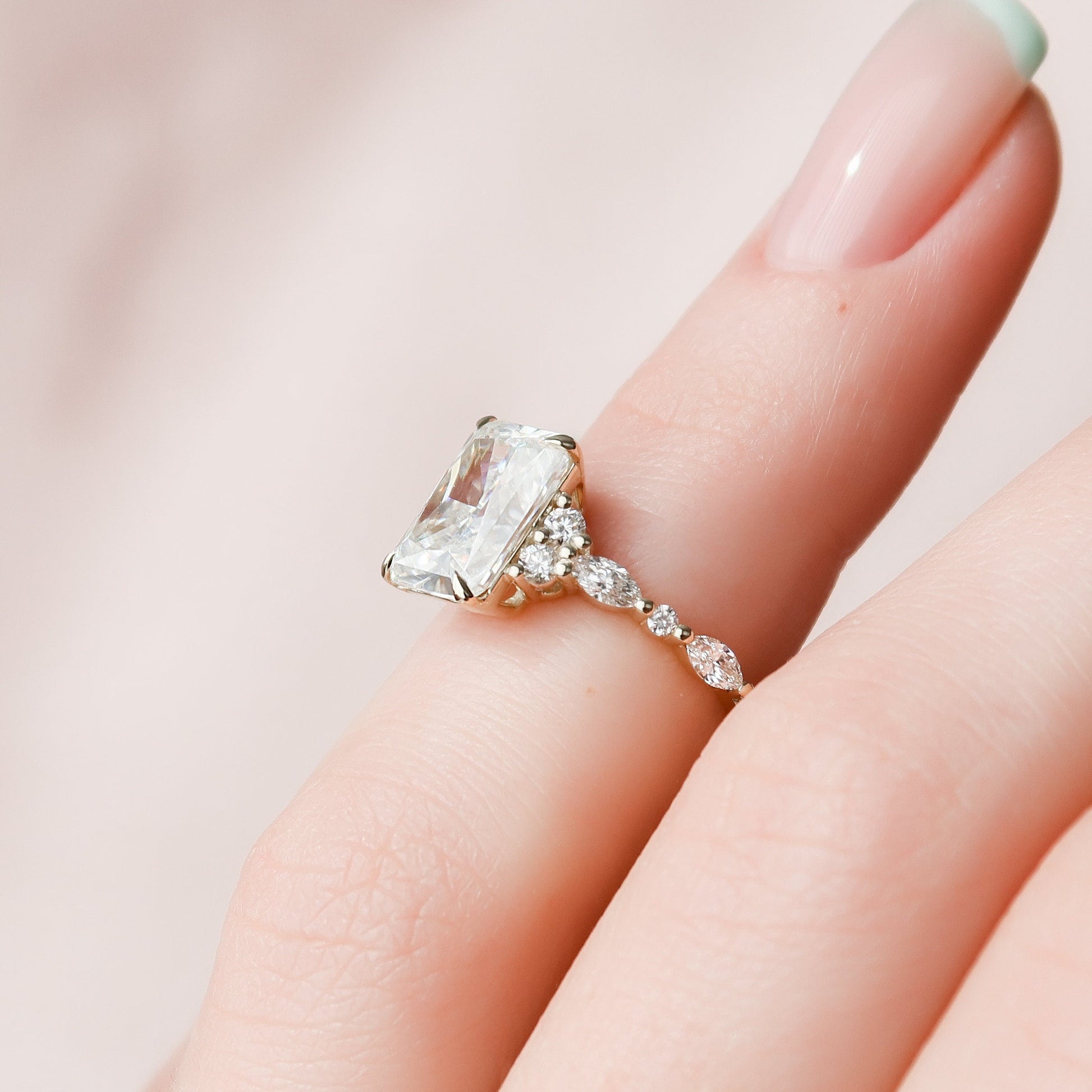 3.5 CT Radiant Cluster Moissanite Engagement Ring