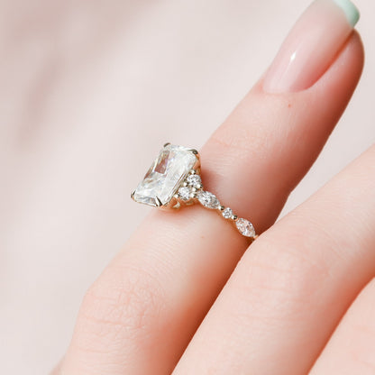 3.5 CT Radiant Cluster Moissanite Engagement Ring