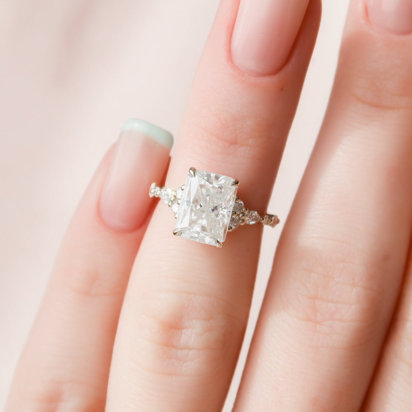 3.5 CT Radiant Cluster Moissanite Engagement Ring