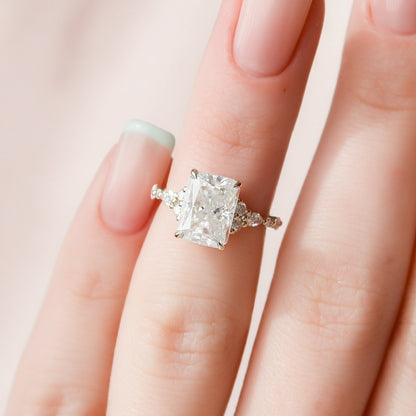 3.5 CT Radiant Cluster Moissanite Engagement Ring