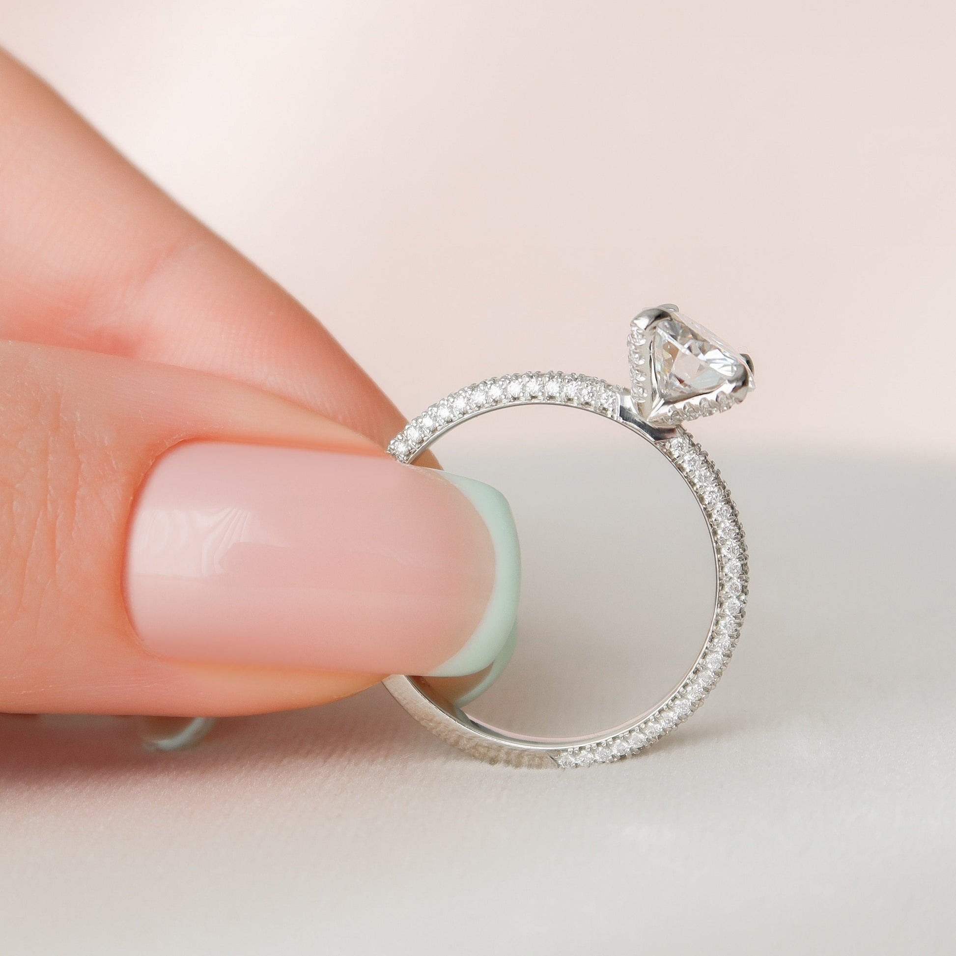 1.5 CT Round Pave Moissanite Engagement Ring